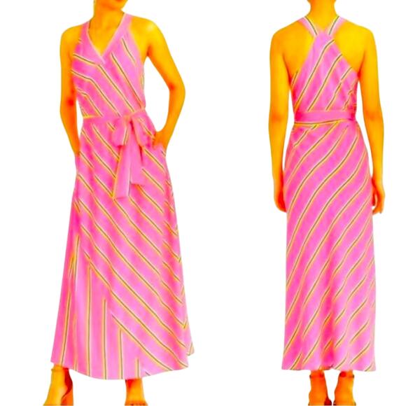 RACHEL Rachel Roy April Pink Striped Maxi Dress XL NWT Summer Resort - Picture 1 of 15